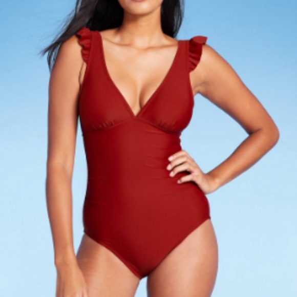 Kona Sol Ruffle Shoulder Bathing Suit - Picture 2 of 8